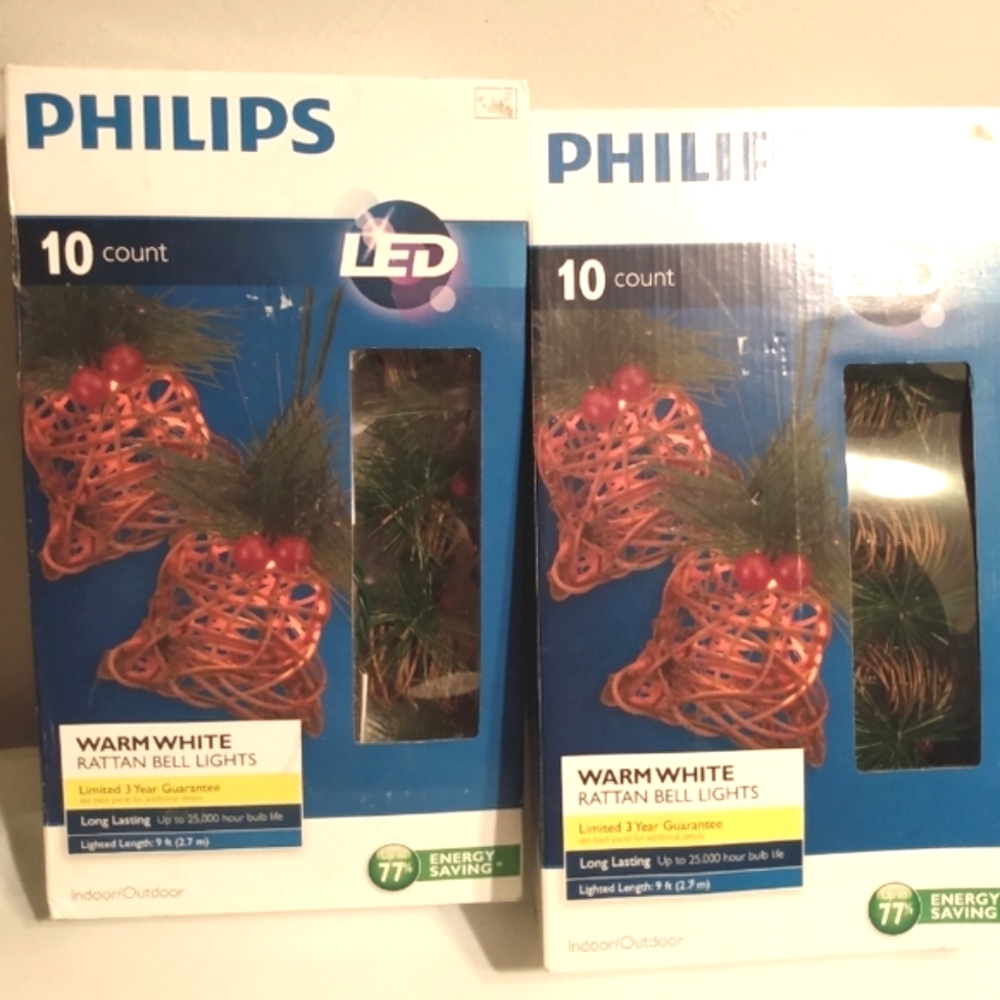 Phillips rattan bell warm string lights 2 NIB